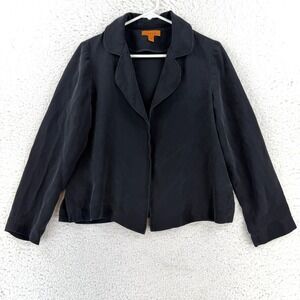 Harari Blazer Womens Medium Black 100% Silk Shawl Collar Lightweight Jacket